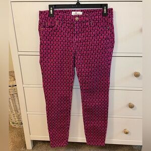 Vineyard Vines Mid-Rise Straight Leg Magenta and Navy Corduroy Anchor Pants
